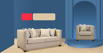 蓝色简约室内沙发海报背景