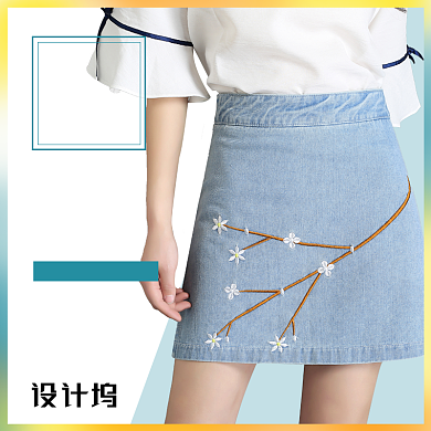 夏季女士牛仔短裙半身裙电商主图背景