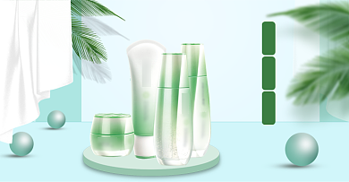 清新夏季护肤品电商海报背景