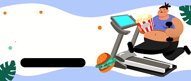 蓝色卡通夏季减肥攻略新媒体配图背景