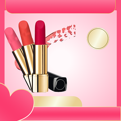 红色大促美妆口红电商七夕直通车背景