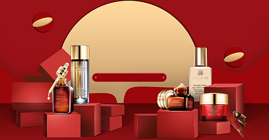 红色夏季时尚简约美妆护肤上新淘宝背景