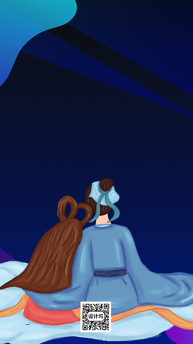 七夕情人节中国风宣传促销手机海报背景