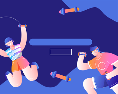 蓝色卡通健身小课堂小程序封面背景