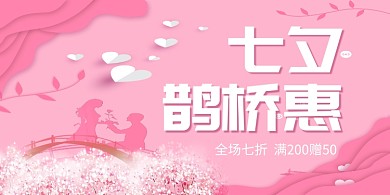 浪漫七夕情人节促销展板
