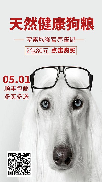 健康天然狗粮促销海报