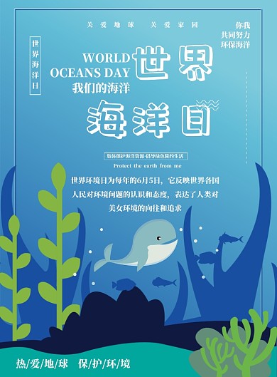 世界海洋日印刷海报
