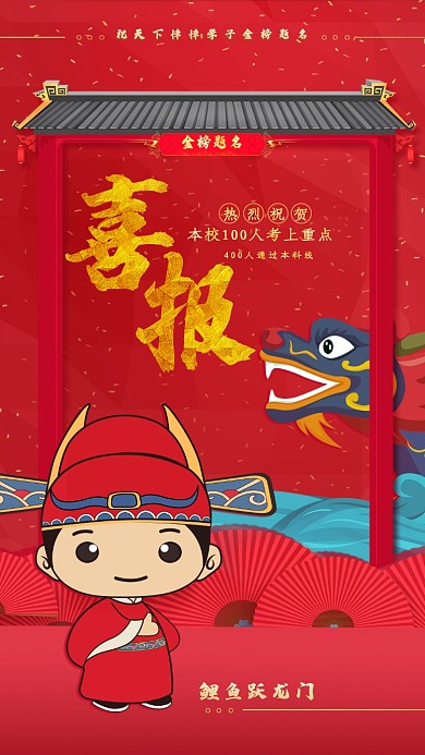 创意红色高考喜报海报