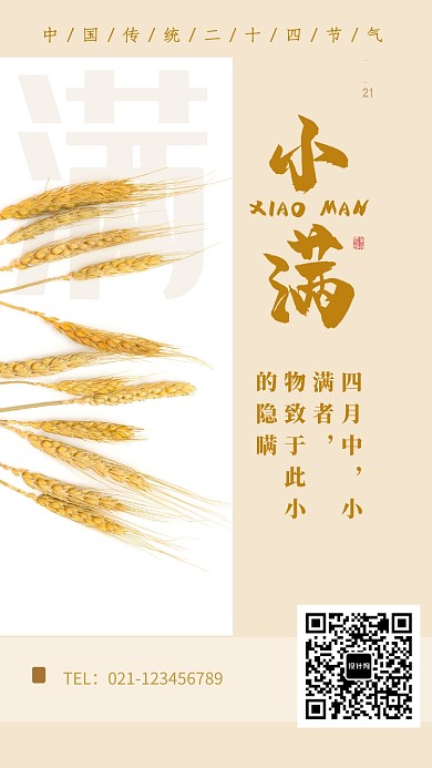 中国传统节气小满海报