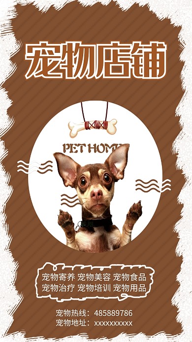 宠物之家褐色狗狗手机海报