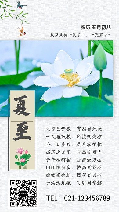 创意时尚节气夏至海报