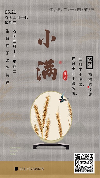 小满二十四节气字体设计海报