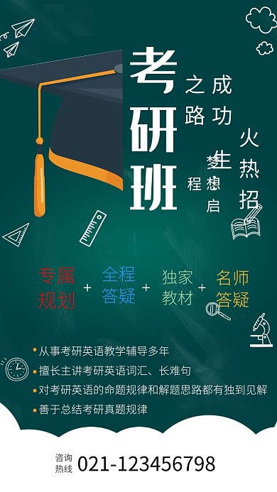 考研班培训招生海报