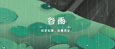 谷雨荷叶绿色下雨手绘公众号首图