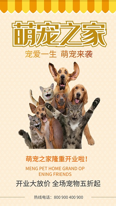 宠物之家萌宠促销活动手机海报