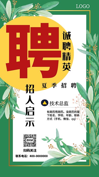 招聘兼职赚钱岗位职位海报