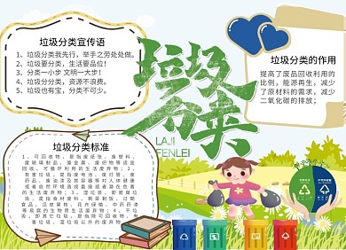 垃圾分类公益宣传小报创意卡通