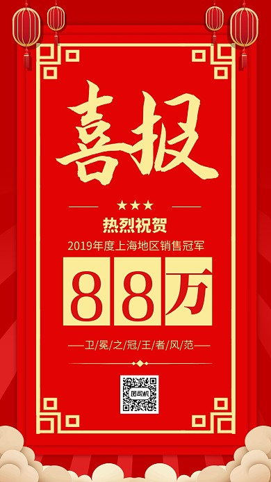 红色大气喜报销售贺报海报