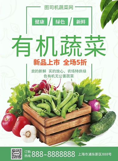 绿色有机蔬菜新品上市促销海报