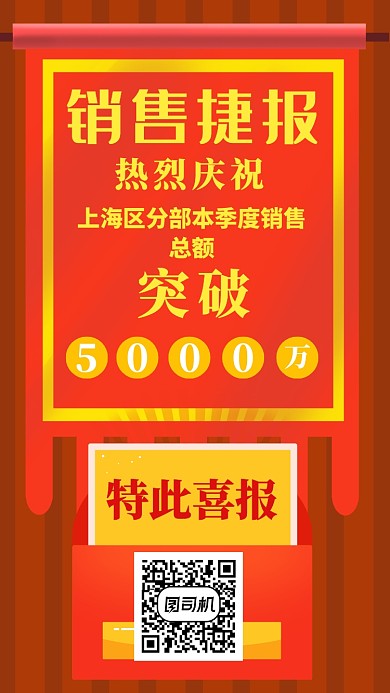 季度销售喜报手机海报宣传