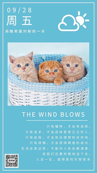 黄色高清动物日签手机海报