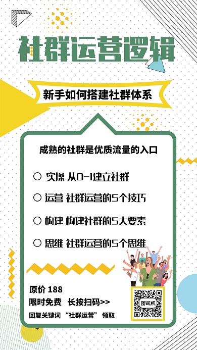 简约卡通社群运营手机海报