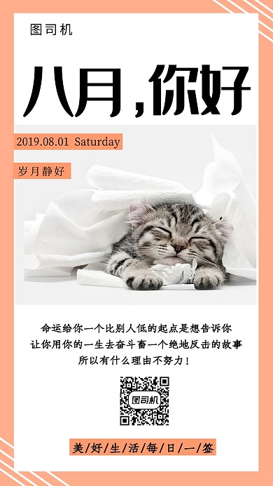 简约可爱每日一签手机海报