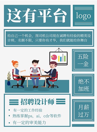 简约商务复古报纸招聘海报