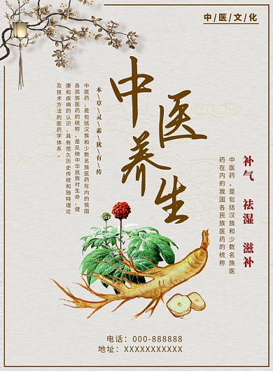 传统古风中医养生印刷海报