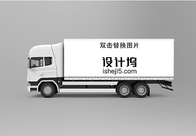 白色卡车集装箱广告海报样机