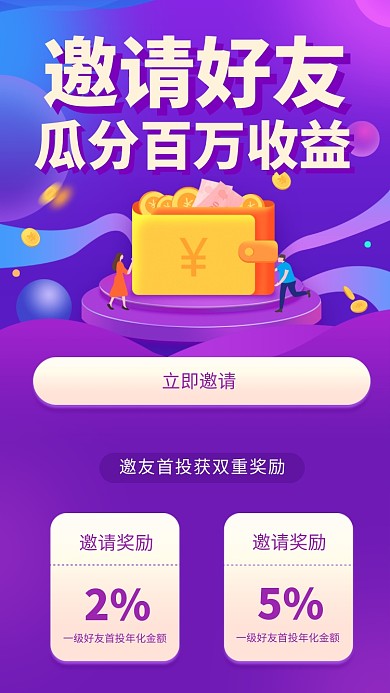 邀请好友瓜分百万收益活动海报