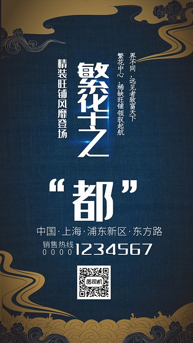 复古大气繁华之都手机海报