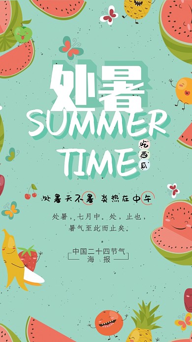 夏日处暑节气水果海报