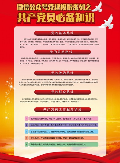 创意红色党建共产党员知识海报