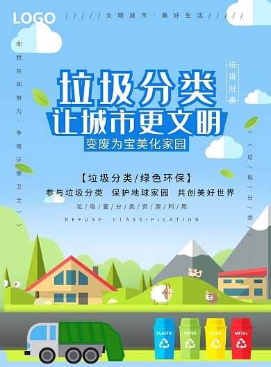 垃圾分类美化家园海报