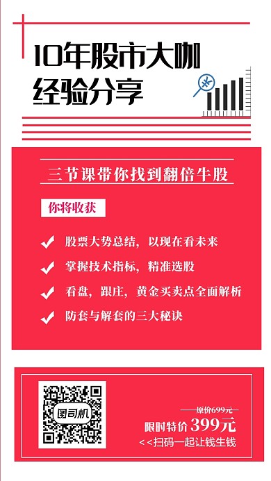 暖色时尚股市讲座手机海报