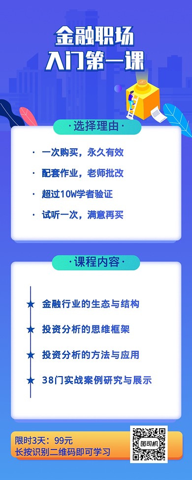 扁平化职场金融培训第一课长图海报