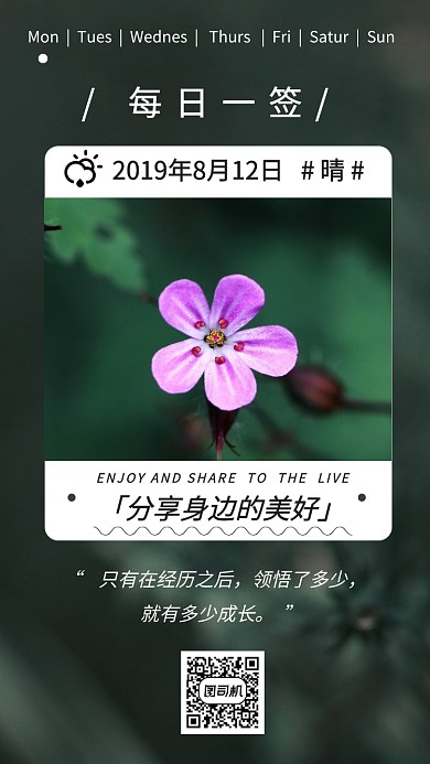 每日心情每日一签手机海报