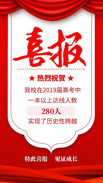 红色大气喜报高考喜报海报