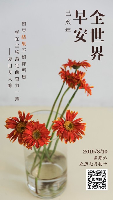 植物花卉早安日签海报