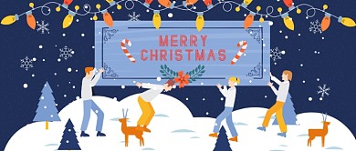 圣诞快乐漫画插画公众号首图