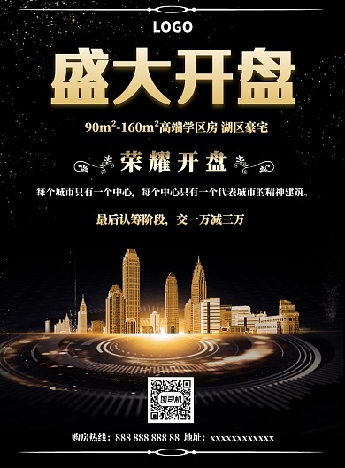 高端大气盛大开盘海报