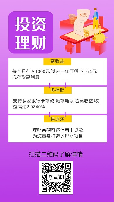 端庄大气投资理财手机海报