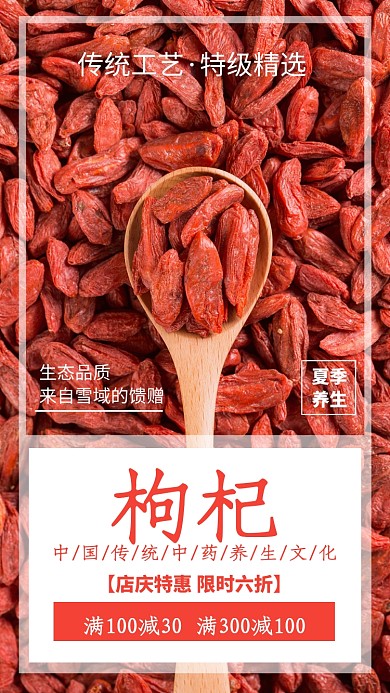 简约摄影风夏季养生枸杞海报