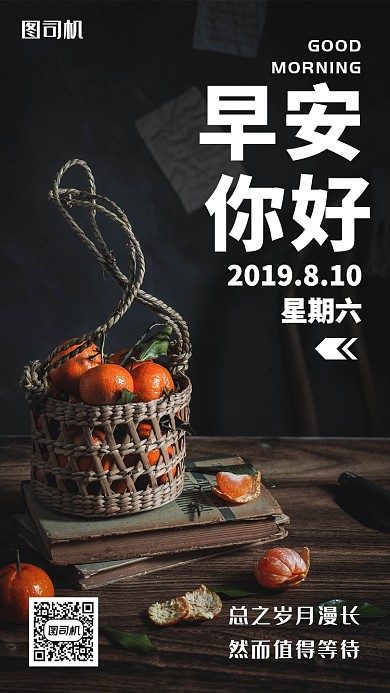 清新橘子日签文艺海报