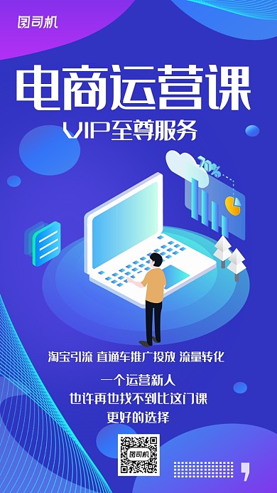 电商运营培训蓝色时尚创意海报