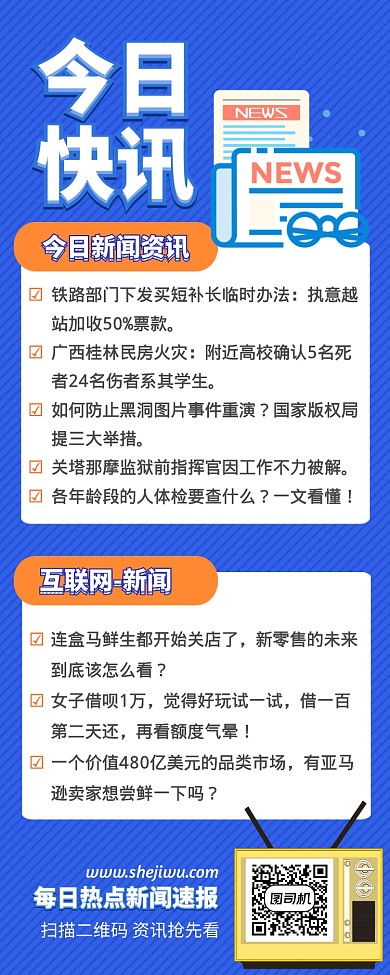 每日新闻资讯速报长图海报