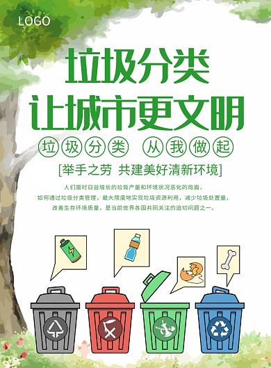 垃圾分类让城市更文明创意印刷海报