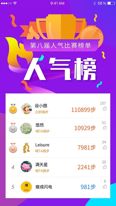 紫色创意人气榜排行版海报