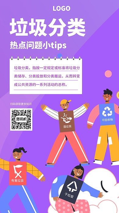 垃圾分类小知识宣传手机海报